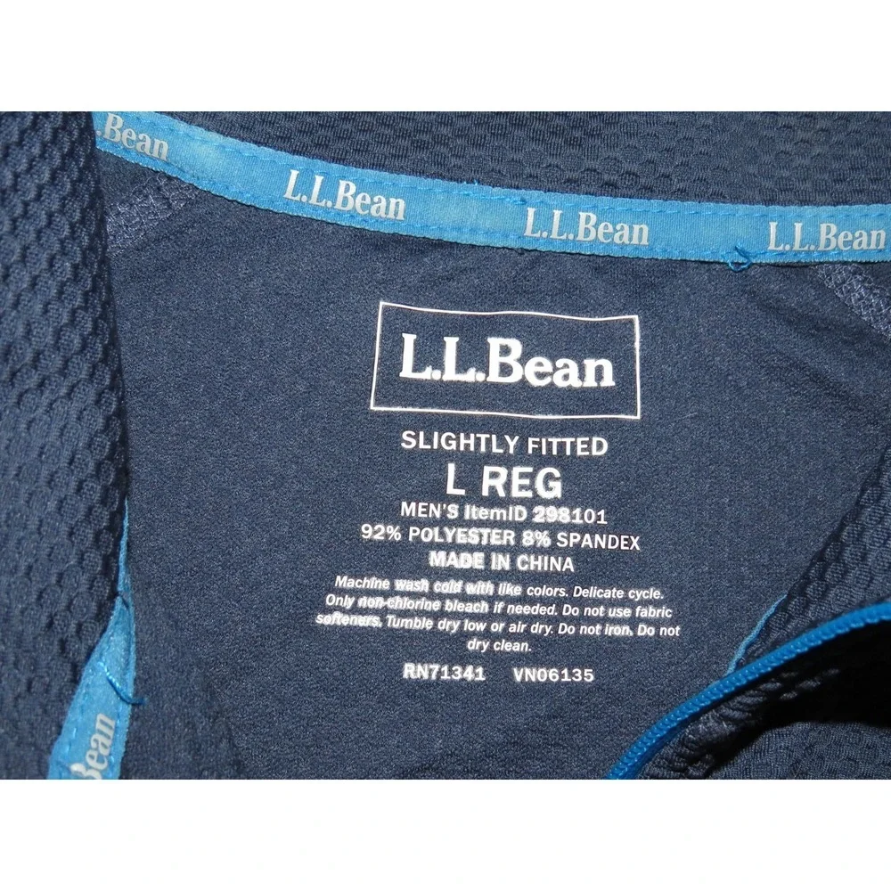 L.L. Bean Fitted Navy Blue Light Weight 1/4 Zip‎ Athletic Jacket Men's Large